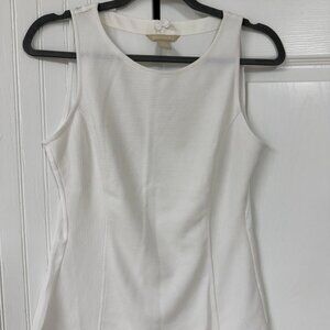 Banana Republic White Ribbed Sleeveless Blouse - Semi Sheer Back - Size XS - NWT